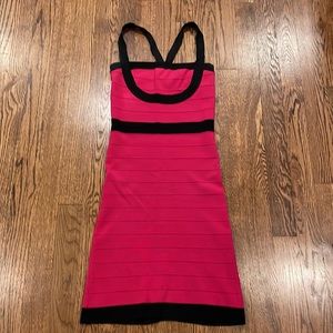 Bebe cherry red and black body-con bandage dress size xsmall